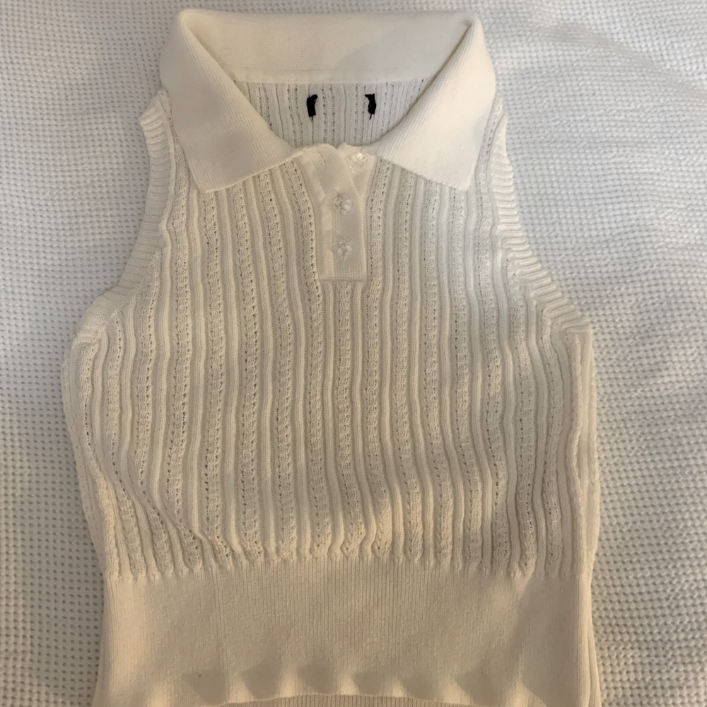 Cropped button up tank top